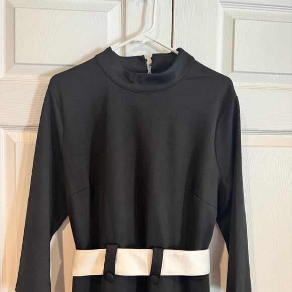 New Smak Parlour Black Retro Belted Mod Style Vintage Buttons Dress XL - Picture 7 of 8